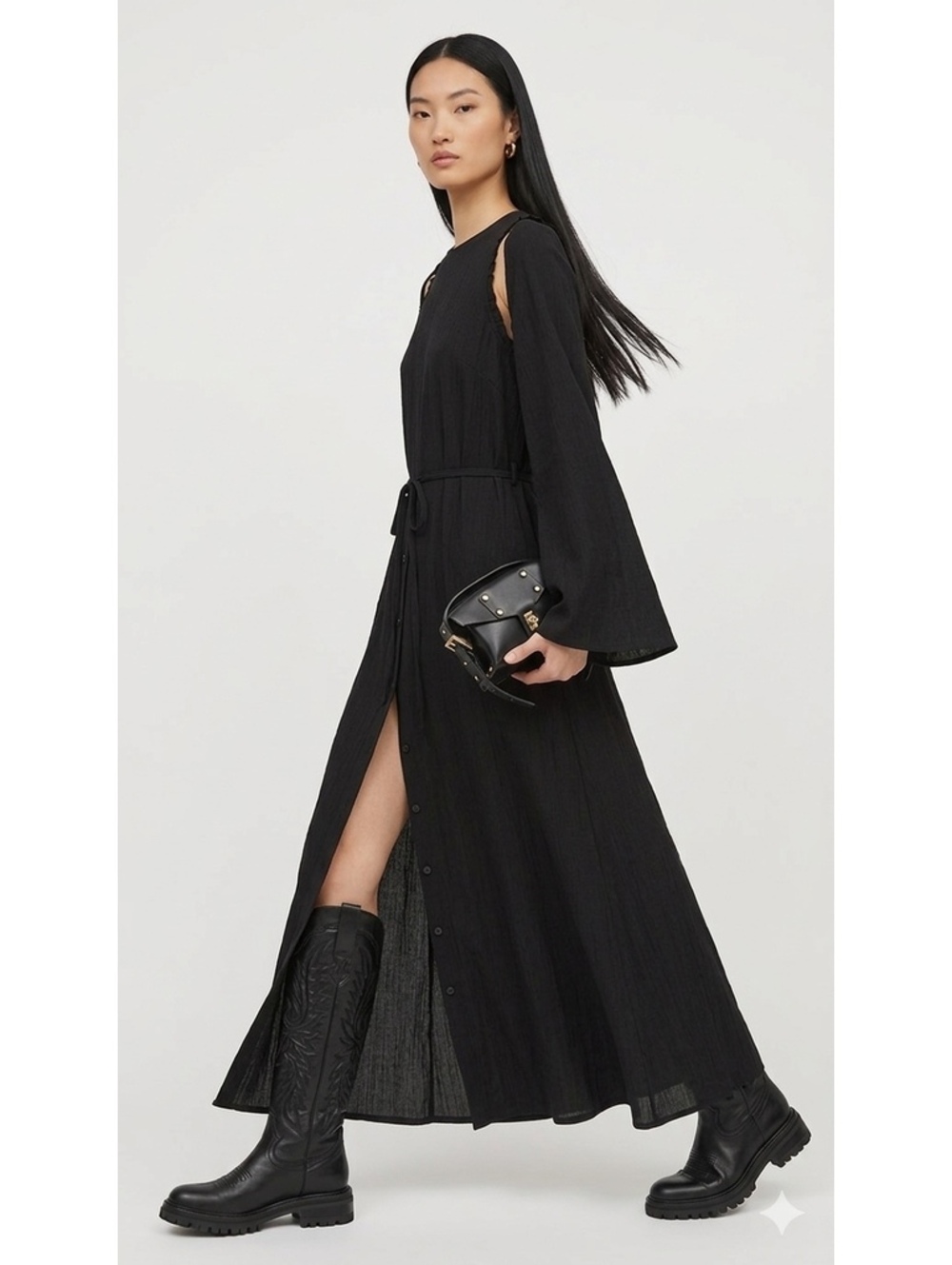 AllSaints "Susannah" removable-sleeve maxi dress